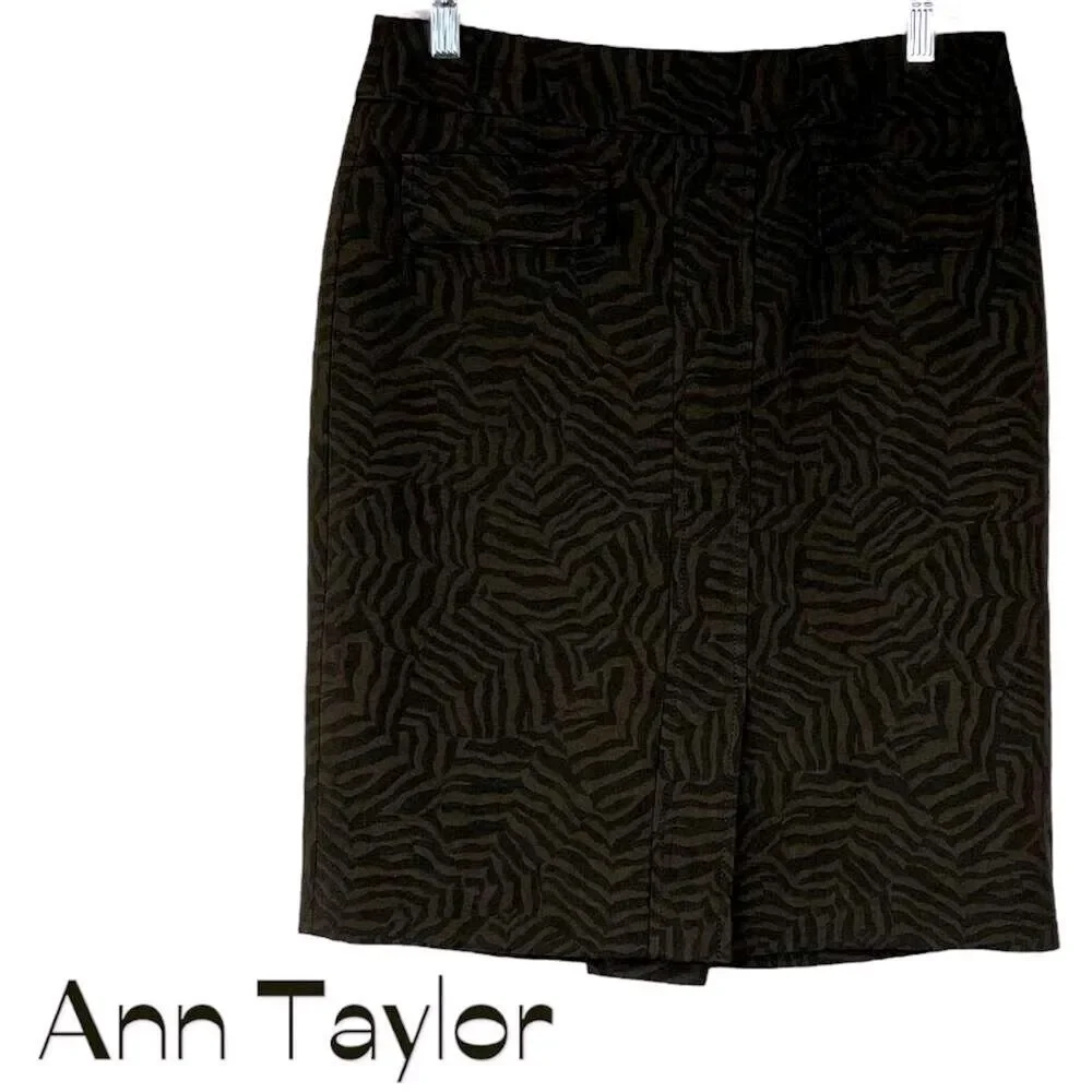 Ann Taylor Brown Textured Pencil Skirt NWOT Size 6 Academia